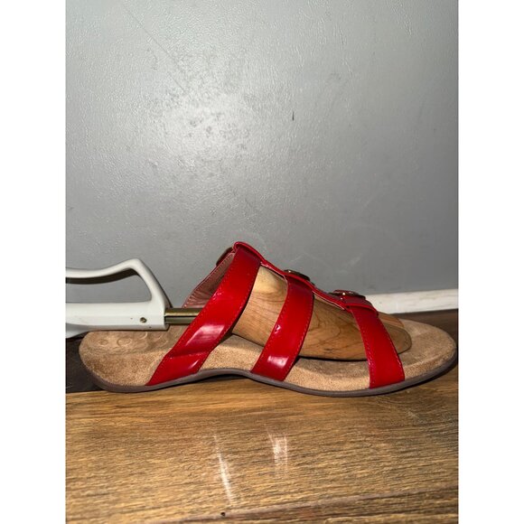 Vionic Misa Red Patent Leather Triple Strap Adjustable Slide Sandals Size 10 - Picture 6 of 11